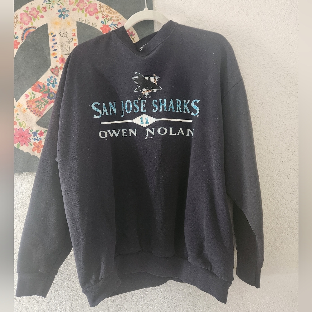 San Jose Sharks Black Sweater-distressed/vintage